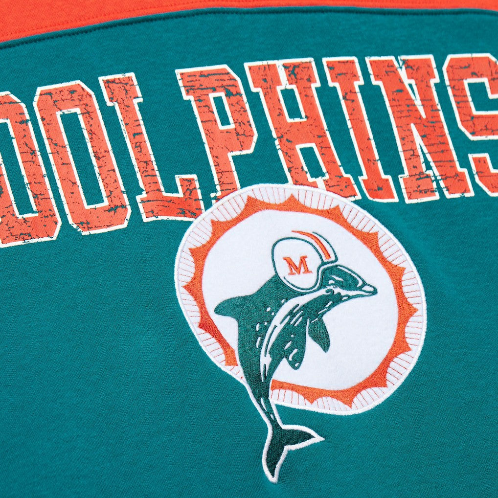Miami Dolphins Off Field Vintage Logo Short Sleeve Pullover Hoodie - Aqua Hoodies