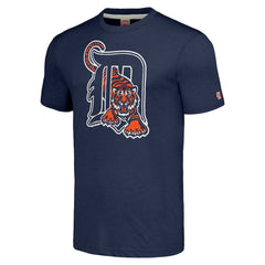 Detroit Tigers Homage Cooperstown Collection Hand-Drawn Logo Tri-Blend T-Shirt - Navy T-shirts