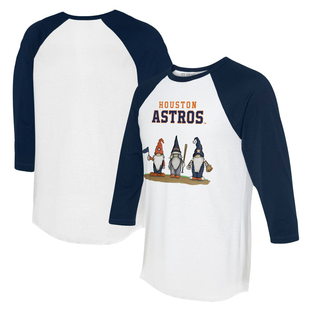 Houston Astros Tiny Turnip Unisex Gnomes 3/4-Sleeve Raglan T-Shirt - White/Navy T-shirts
