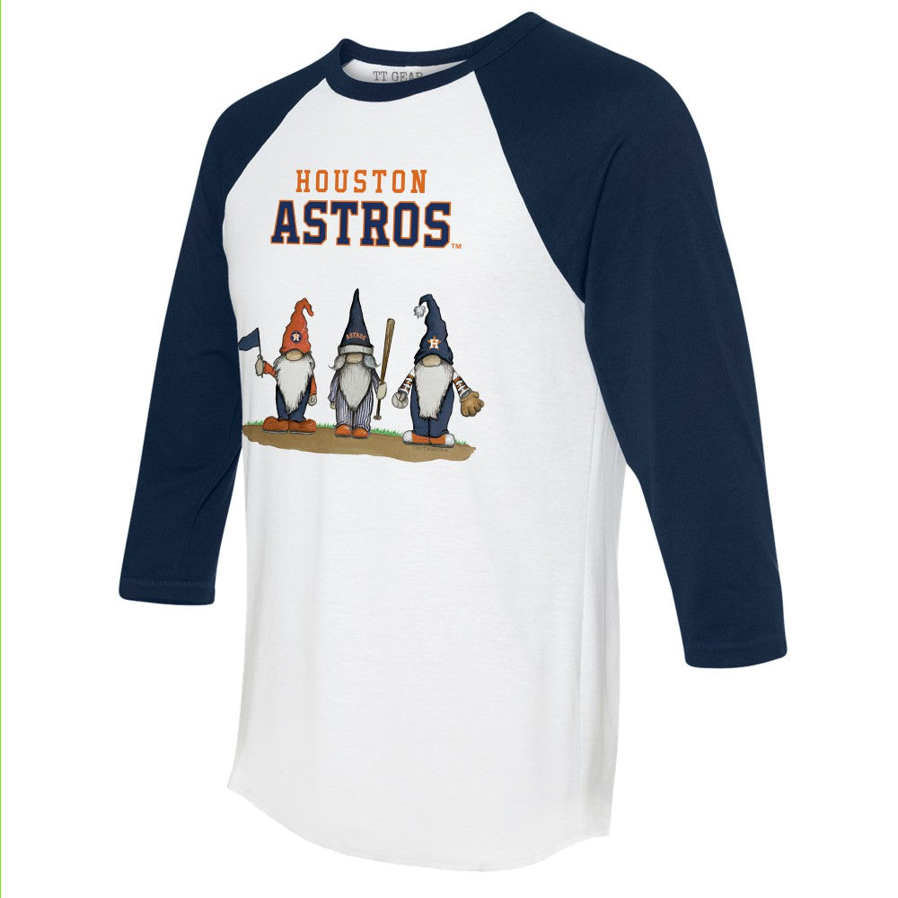 Houston Astros Tiny Turnip Unisex Gnomes 3/4-Sleeve Raglan T-Shirt - White/Navy T-shirts