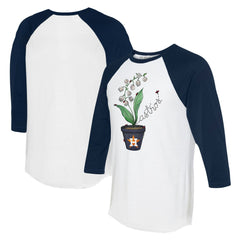 Houston Astros Tiny Turnip Unisex Lilies and Ladybugs 3/4-Sleeve Raglan T-Shirt - White/Navy T-shirts