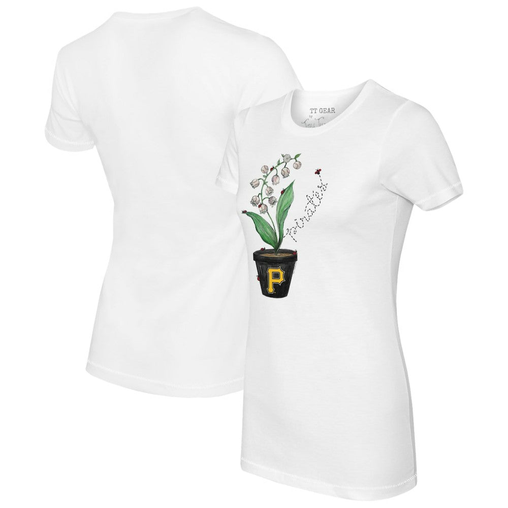 Pittsburgh Pirates Tiny Turnip Women's Lilies and Ladybugs T-Shirt - White T-shirts