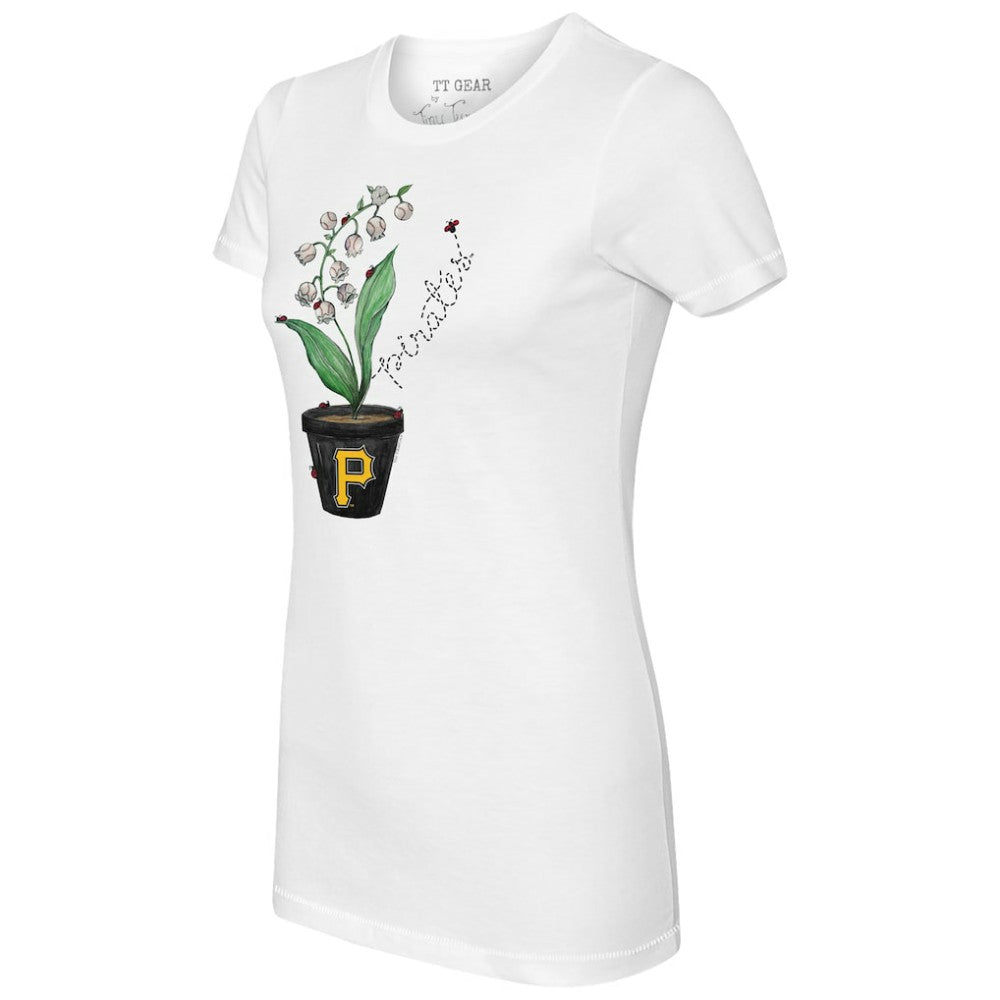 Pittsburgh Pirates Tiny Turnip Women's Lilies and Ladybugs T-Shirt - White T-shirts