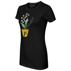 Pittsburgh Pirates Tiny Turnip Women's Lilies and Ladybugs T-Shirt - Black T-shirts