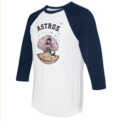 Houston Astros Tiny Turnip Unisex Mermaid 3/4-Sleeve Raglan T-Shirt - White/Navy T-shirts