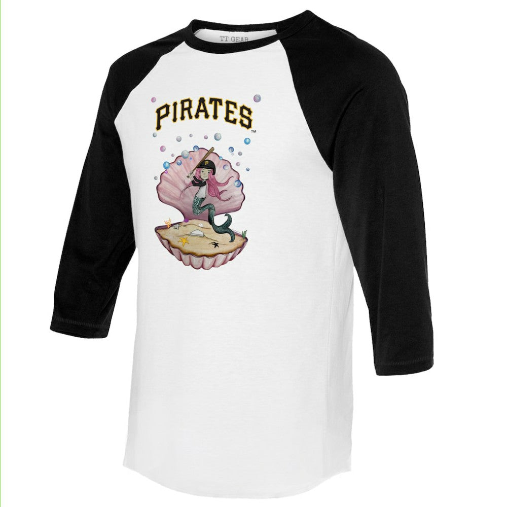 Pittsburgh Pirates Tiny Turnip Unisex Mermaid 3/4-Sleeve Raglan T-Shirt - White/Black T-shirts