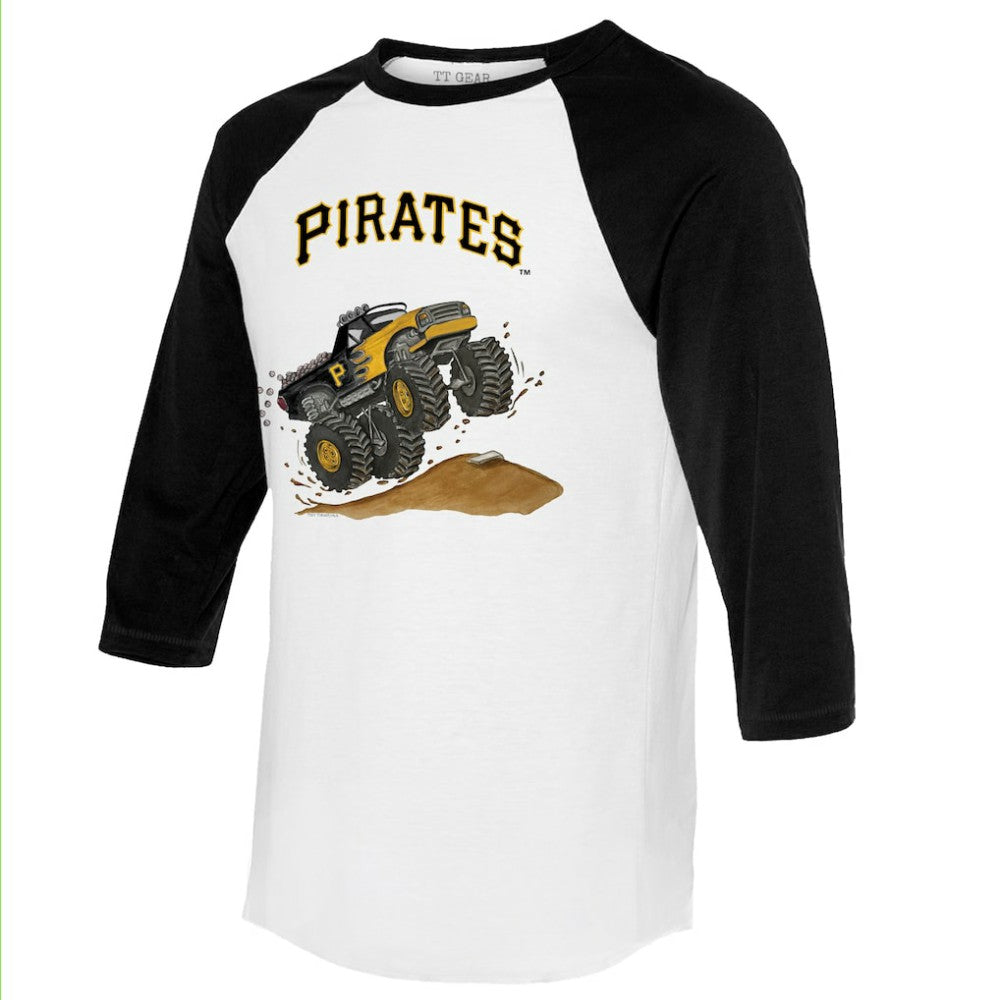 Pittsburgh Pirates Tiny Turnip Unisex Monster Truck 3/4-Sleeve Raglan T-Shirt - White/Black T-shirts