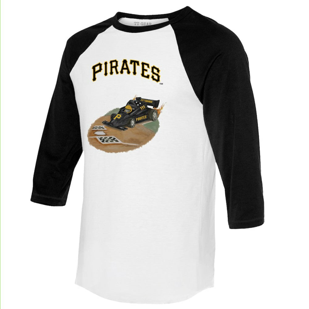 Pittsburgh Pirates Tiny Turnip Unisex Racecar 3/4-Sleeve Raglan T-Shirt - White/Black T-shirts
