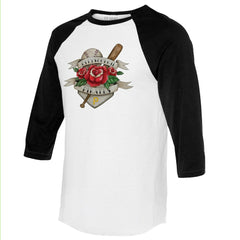 Pittsburgh Pirates Tiny Turnip Unisex American Traditional Rose 3/4-Sleeve Raglan T-Shirt - White/Black T-shirts