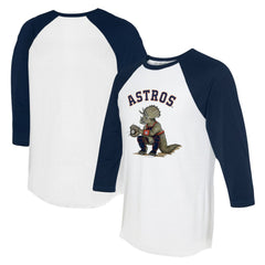 Houston Astros Tiny Turnip Unisex Triceratops 3/4-Sleeve Raglan T-Shirt - White/Navy T-shirts