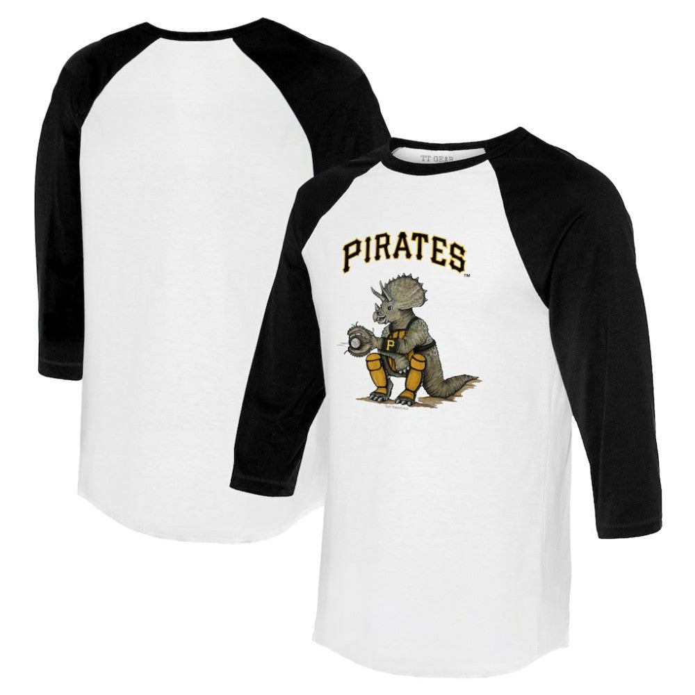 Pittsburgh Pirates Tiny Turnip Unisex Triceratops 3/4-Sleeve Raglan T-Shirt - White/Black T-shirts