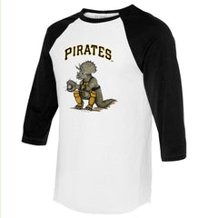 Pittsburgh Pirates Tiny Turnip Unisex Triceratops 3/4-Sleeve Raglan T-Shirt - White/Black T-shirts