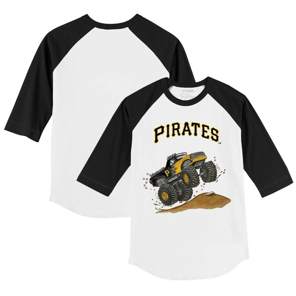 Pittsburgh Pirates Tiny Turnip Youth Monster Truck 3/4-Sleeve Raglan T-Shirt - White/Black T-shirts