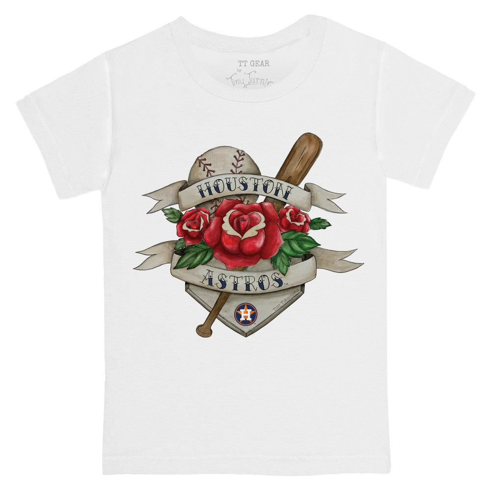 Houston Astros Tiny Turnip Youth American Traditional Rose T-Shirt - White T-shirts