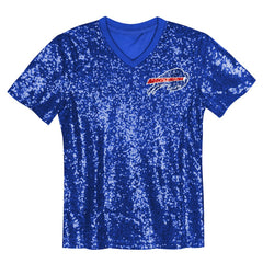 Buffalo Bills Girls Youth Wordmark Sequin V-Neck Top - Royal Tops