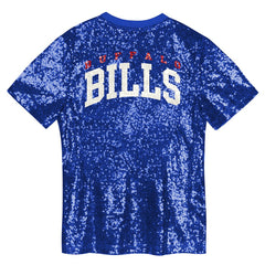 Buffalo Bills Girls Youth Wordmark Sequin V-Neck Top - Royal Tops