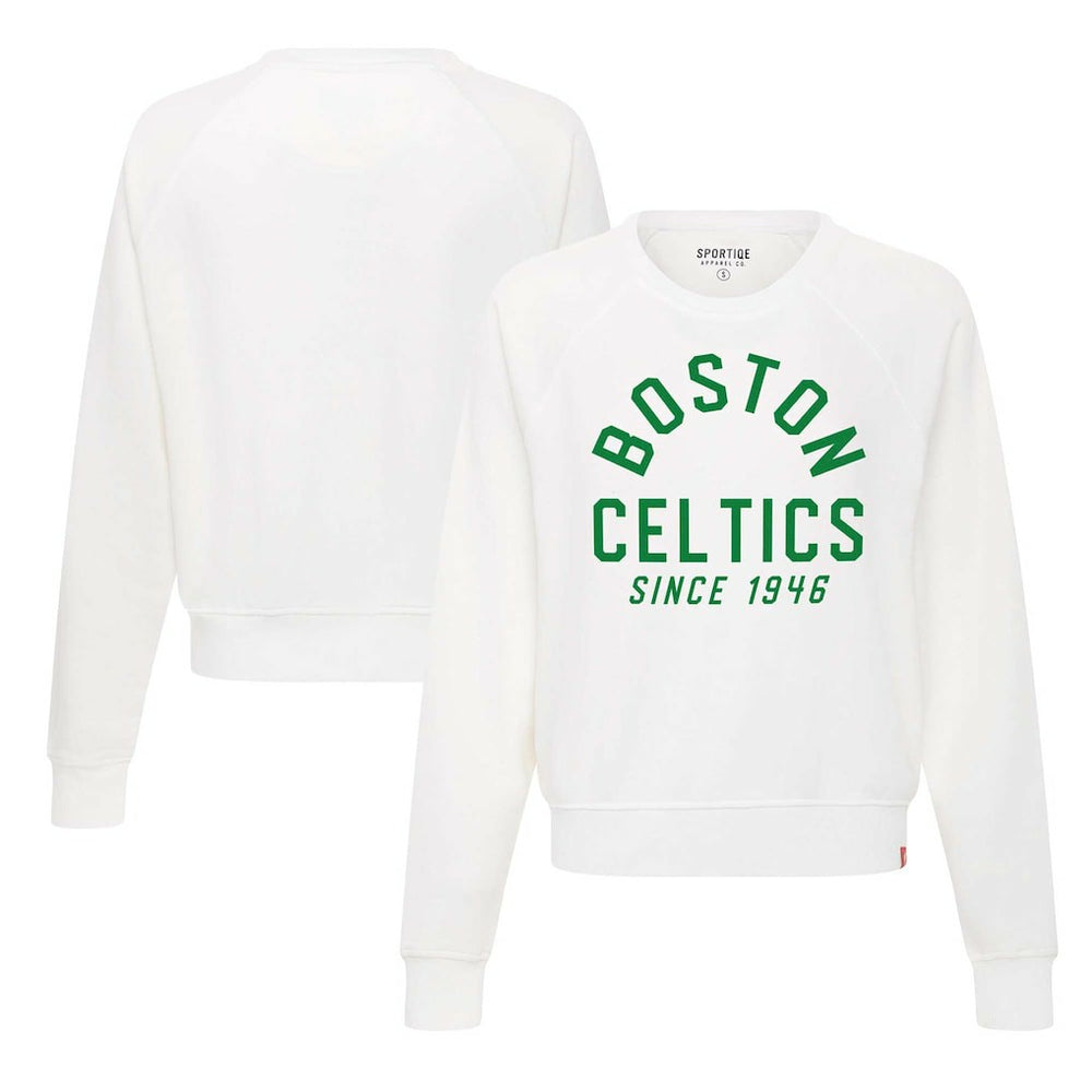 Boston Celtics Sportiqe Women's Ashlyn Super Soft Raglan Pullover Sweatshirt White outlet