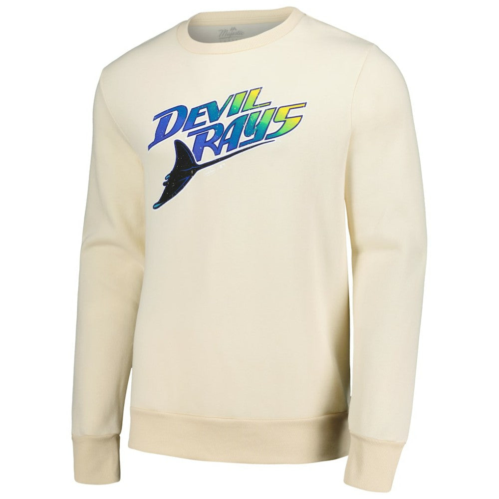 Tampa Bay Rays Majestic Threads Fleece Pullover Sweatshirt - Oatmeal Pullover