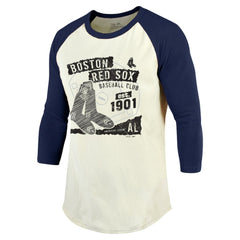 Boston Red Sox Majestic Threads Raglan 3/4-Sleeve T-Shirt - Cream/Navy T-shirts