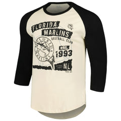 Miami Marlins Majestic Threads Raglan 3/4-Sleeve T-Shirt - Cream/Black T-shirts