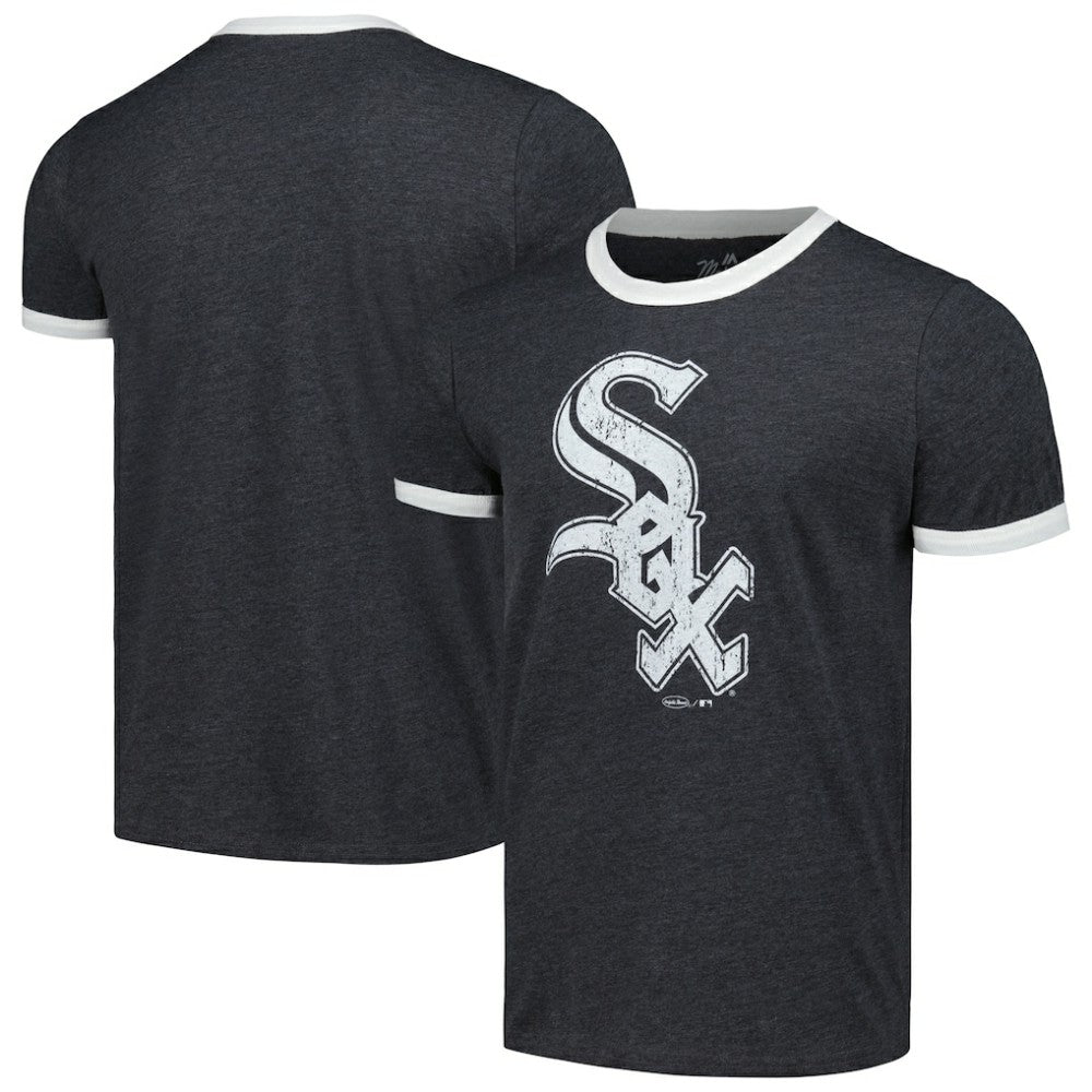 Chicago White Sox Majestic Threads Ringer Tri-Blend T-Shirt - Black T-shirts