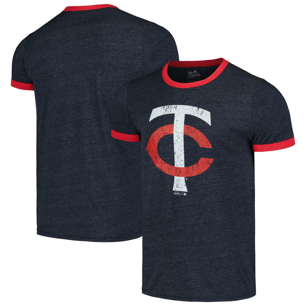 Minnesota Twins Majestic Threads Ringer Tri-Blend T-Shirt - Navy T-shirts