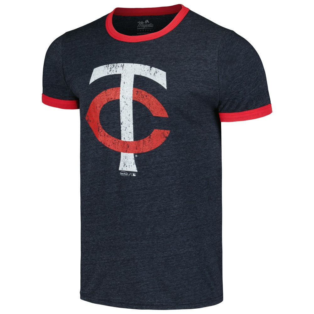 Minnesota Twins Majestic Threads Ringer Tri-Blend T-Shirt - Navy T-shirts