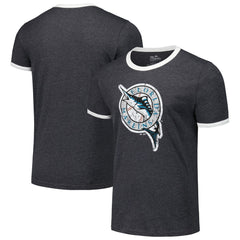Florida Marlins Majestic Threads Ringer Tri-Blend T-Shirt - Black T-shirts