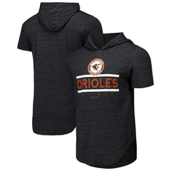 Baltimore Orioles Majestic Threads Tri-Blend Hoodie T-Shirt - Black Hoodies
