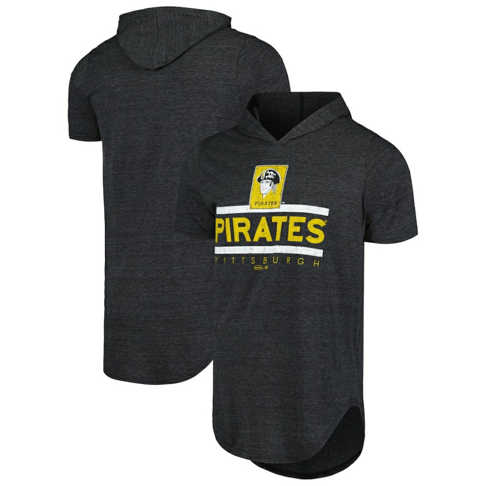 Pittsburgh Pirates Majestic Threads Tri-Blend Hoodie T-Shirt - Black Hoodies