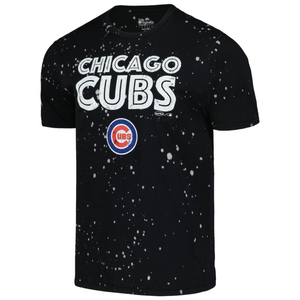 Chicago Cubs Majestic Threads Splatter T-Shirt - Black/White T-shirts