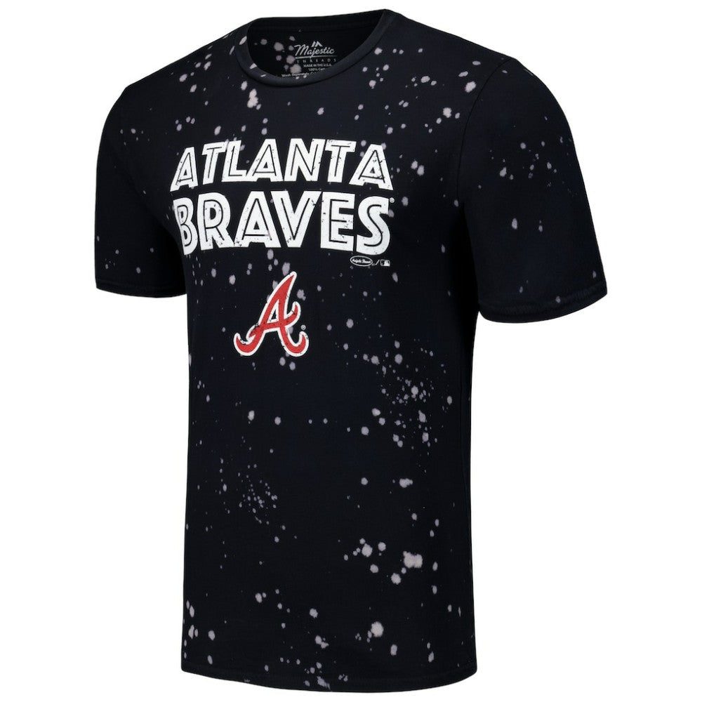 Atlanta Braves Majestic Threads Splatter T-Shirt - Black/White T-shirts