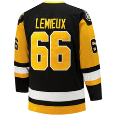 Mario Lemieux Pittsburgh Penguins Mitchell & Ness Big & Tall 1991/92 Blue Line 2.0 Jersey - Black | US 201351075