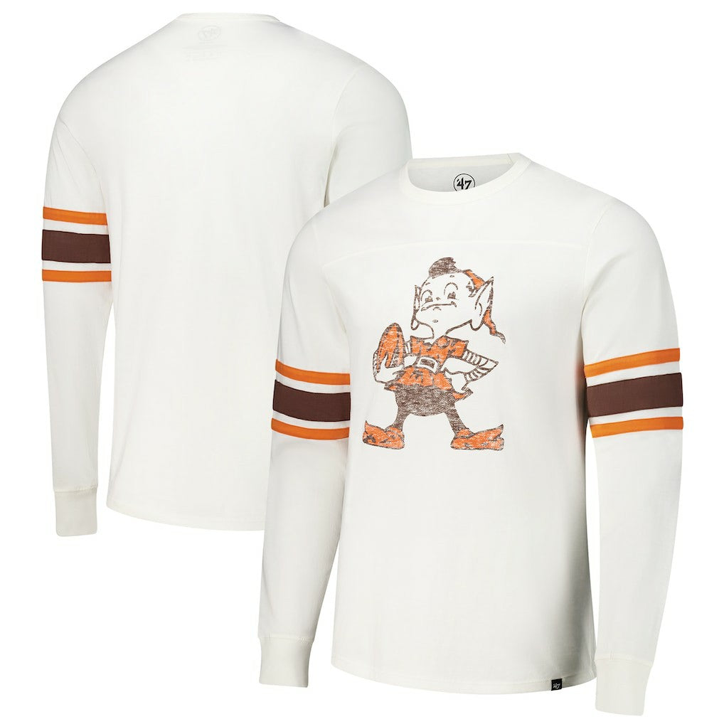 Cleveland Browns '47 Gridiron Throwback Premier Brex Long Sleeve T-Shirt - White T-shirts