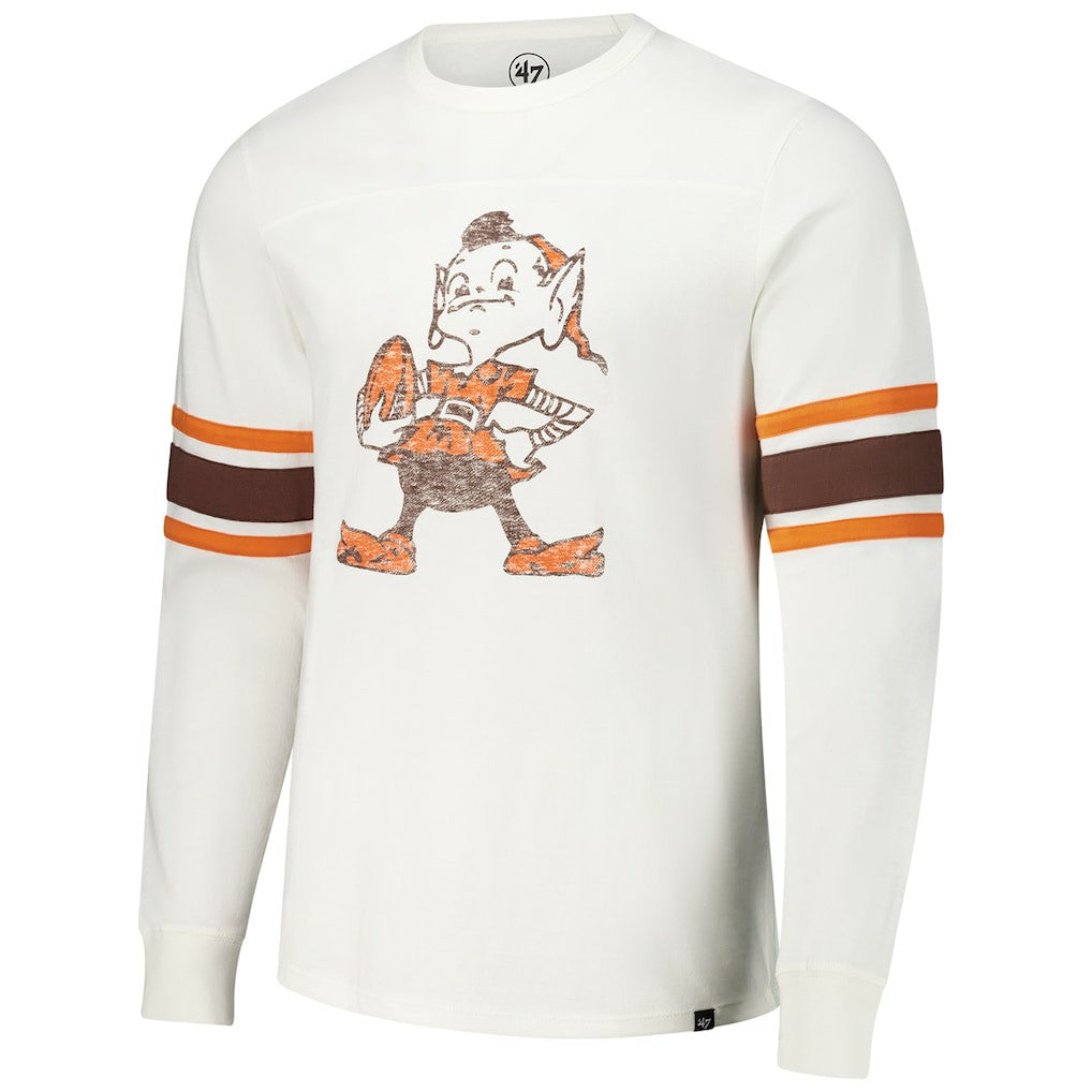 Cleveland Browns '47 Gridiron Throwback Premier Brex Long Sleeve T-Shirt - White T-shirts