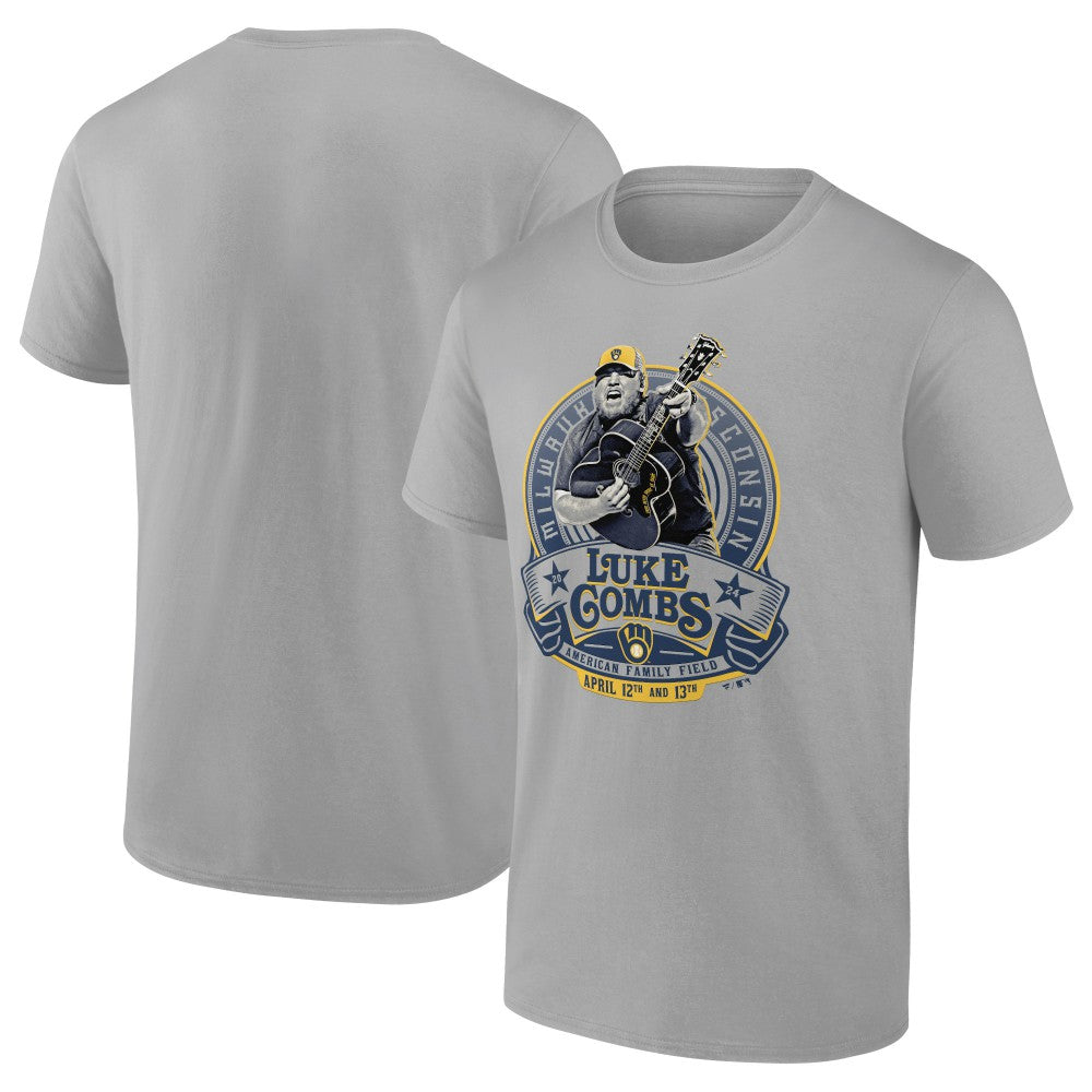 Luke Combs x Milwaukee Brewers Fanatics Graphic T-Shirt - Gray T-shirts