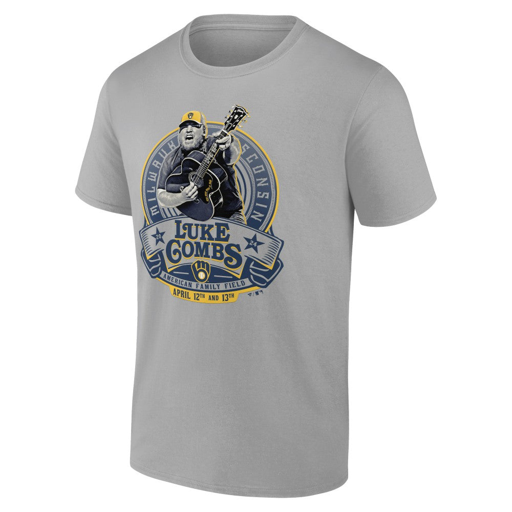Luke Combs x Milwaukee Brewers Fanatics Graphic T-Shirt - Gray T-shirts