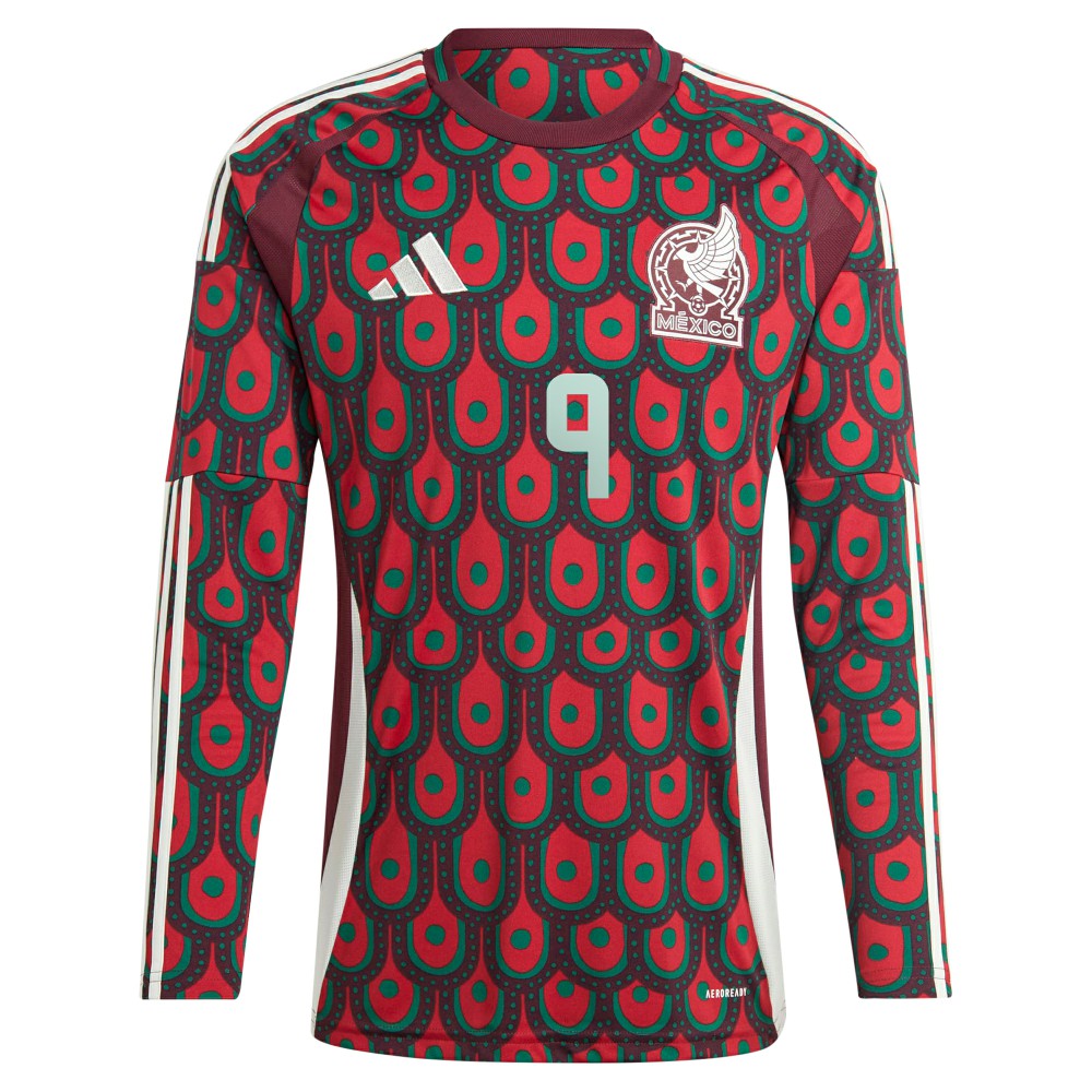 Raul Jimenez Mexico National Team 2024 Home Replica Player Long Sleeve Jersey Burgundy - Adidas outlet