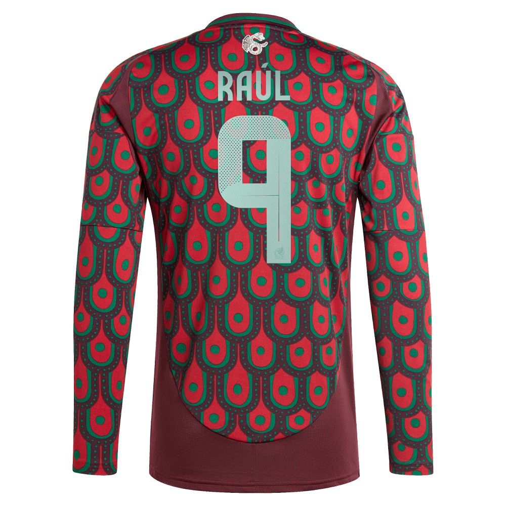 Raul Jimenez Mexico National Team 2024 Home Replica Player Long Sleeve Jersey Burgundy - Adidas outlet
