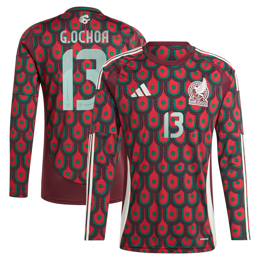 Guillermo Ochoa Mexico National Team 2024 Home Replica Player Long Sleeve Jersey Burgundy - Adidas discount