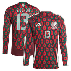 Guillermo Ochoa Mexico National Team 2024 Home Replica Player Long Sleeve Jersey Burgundy - Adidas discount