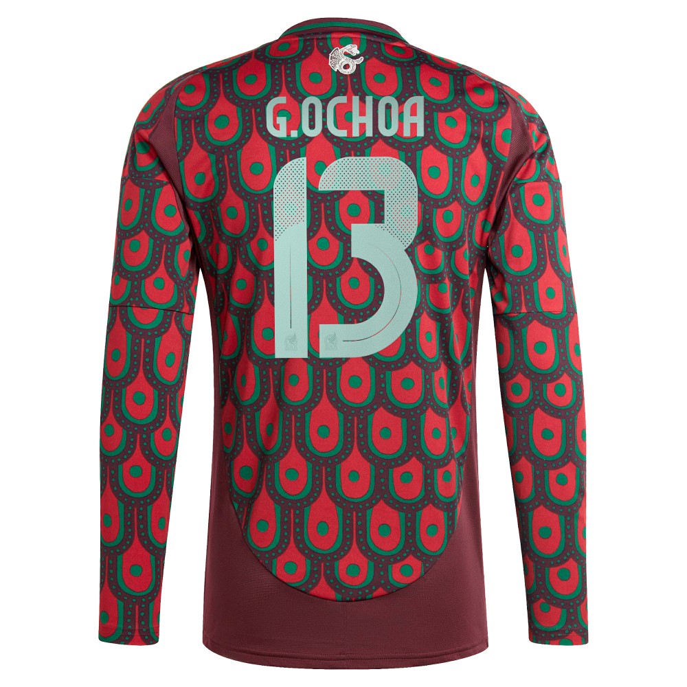 Guillermo Ochoa Mexico National Team 2024 Home Replica Player Long Sleeve Jersey Burgundy - Adidas discount