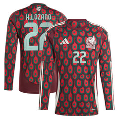 Hirving Lozano Mexico National Team 2024 Home Replica Player Long Sleeve Jersey Burgundy - Adidas discount