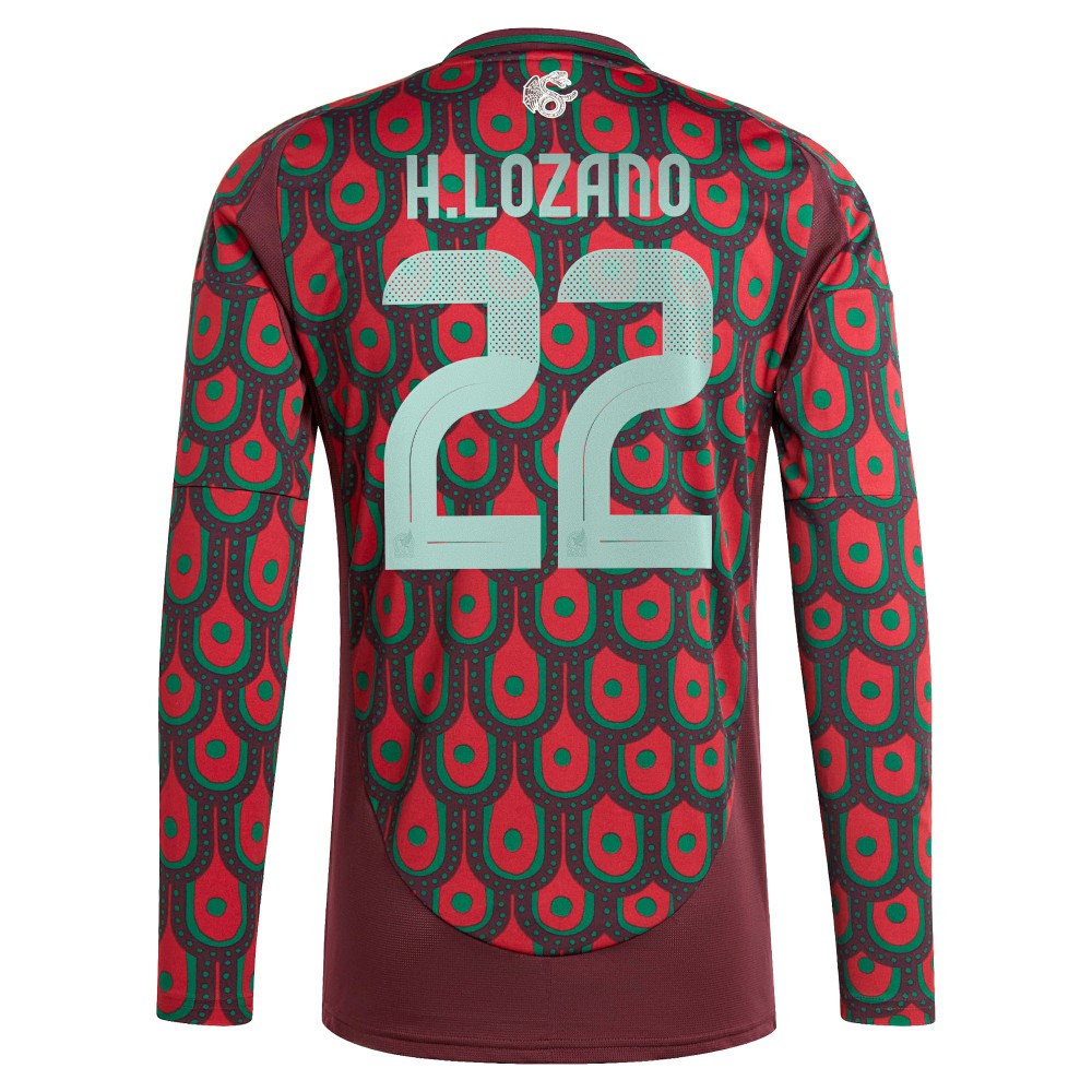 Hirving Lozano Mexico National Team 2024 Home Replica Player Long Sleeve Jersey Burgundy - Adidas discount
