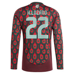 Hirving Lozano Mexico National Team 2024 Home Replica Player Long Sleeve Jersey Burgundy - Adidas discount