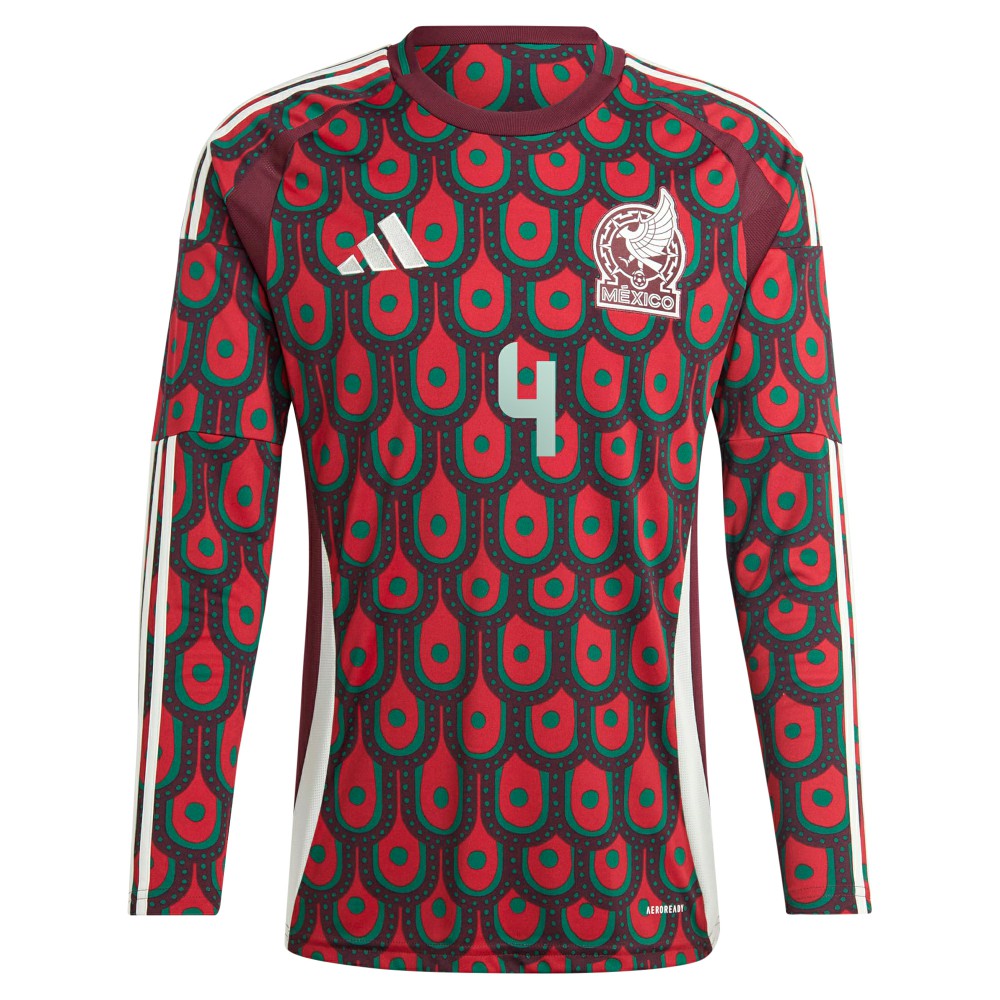 Edson Alvarez Mexico National Team 2024 Home Replica Player Long Sleeve Jersey Burgundy - Adidas discount