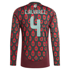 Edson Alvarez Mexico National Team 2024 Home Replica Player Long Sleeve Jersey Burgundy - Adidas discount
