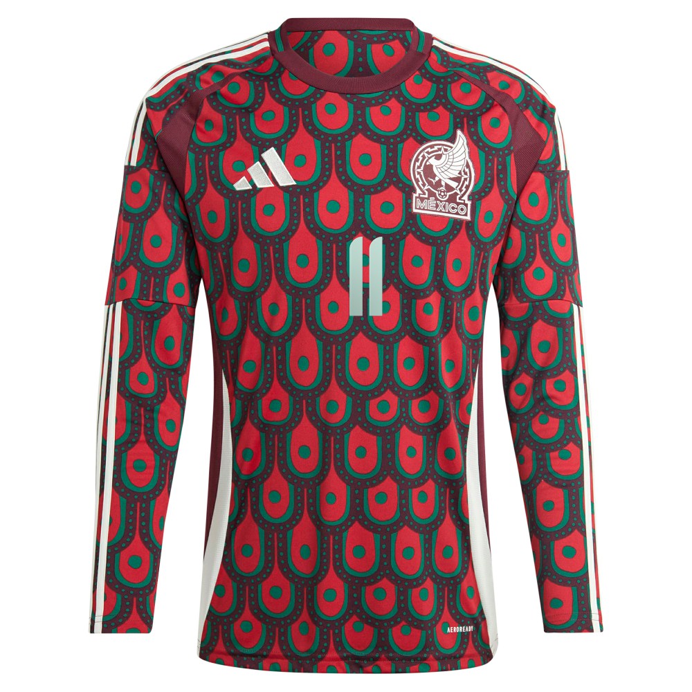 Santiago Giménez Mexico National Team 2024 Home Replica Player Long Sleeve Jersey Burgundy - Adidas outlet