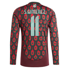 Santiago Giménez Mexico National Team 2024 Home Replica Player Long Sleeve Jersey Burgundy - Adidas outlet