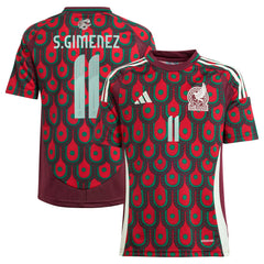 Santiago Giménez Mexico National Team Youth 2024 Home Replica Player Jersey Burgundy - Adidas for sale